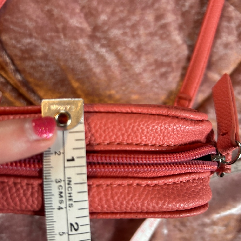 Nine West Coral-Pink Pebbled Crossbody Bag with Chain Strap - Picture 7 of 9